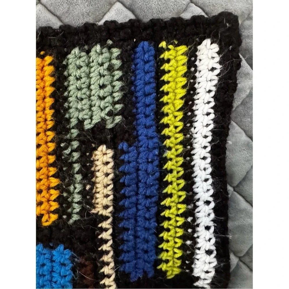 Handmade Crochet Throw Stained Glass Pattern Multicolor 50